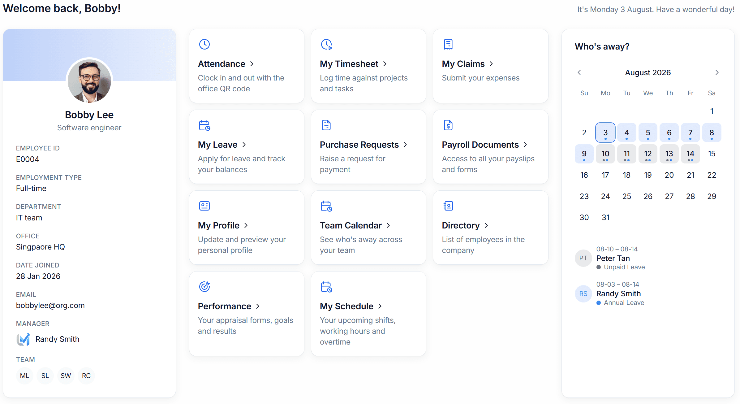 Home · employee dashboard